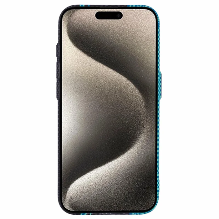 A-One Brand - iPhone 15 Pro Max Mobilskal Magsafe Kevlar Aramid Fiber - Blå/Svart
