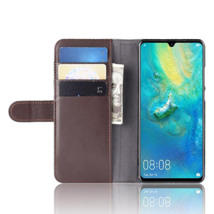 A-One Brand - Genuine Split Plånboksfodral till Huawei P30 Pro - Brun