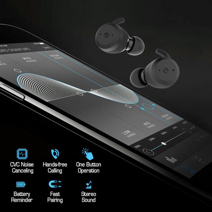 A-One Brand - Bluetooth 5.0 TWS Vattentäta Sporthörlurar - Rosa