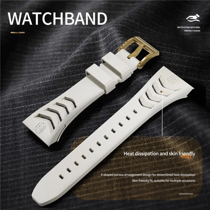 Shelbox - Shellbox Apple Watch 45mm Series 7 Armband Silikon Metal - Vit