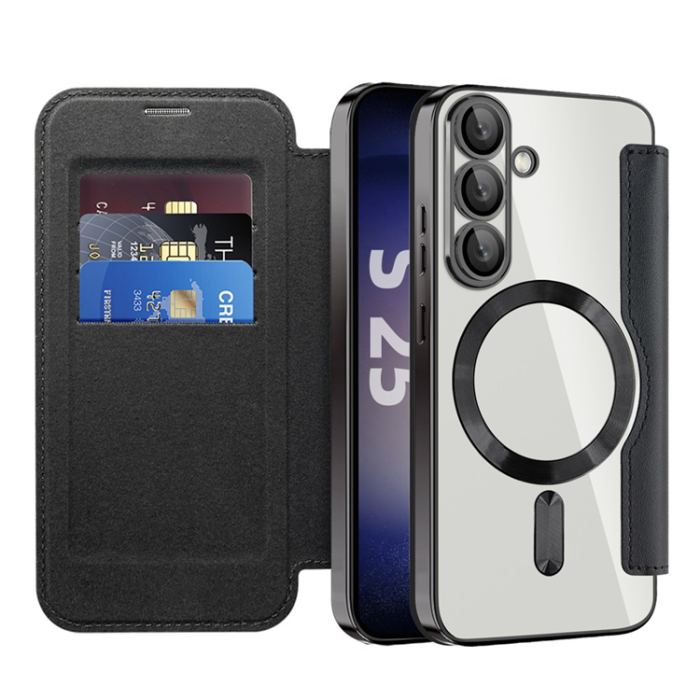 A-One Brand - Galaxy S25 Plus Plånboksfodral MagSafe RFID Blocking - Svart