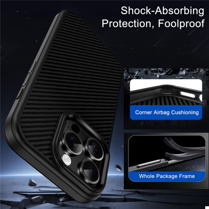 iPaky - IPAKY iPhone 16 Pro Mobilskal Carbon Fiber - Svart