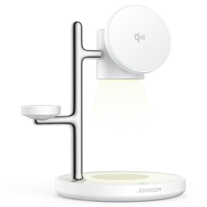 Joyroom - JOYROOM Qi2 Magnetisk Trådlös Laddare iPhone, Apple Watch, Airpods - Vit