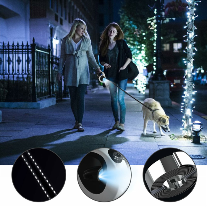 OEM - Automatiskt Indragbart Koppel för Hund/Husdjur, 5m med LED Lampa