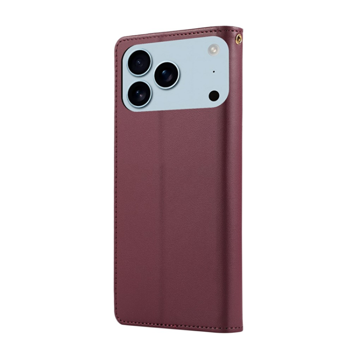 A-One Brand - iPhone 17 Pro Max Plånboksfodral RFID Rhombus Läder - Röd