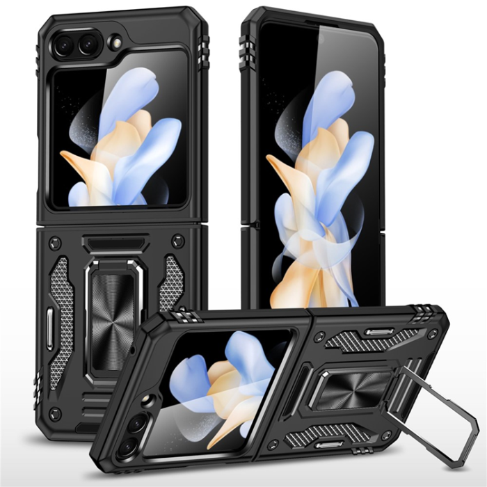 A-One Brand - Galaxy Z Flip7 FE/Z Flip6 Mobilskal Armor Kickstand - Svart