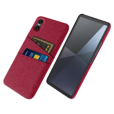 A-One Brand - Sony Xperia 10 VII Mobilskal med Dual Kortfack Tyg + PC - Röd