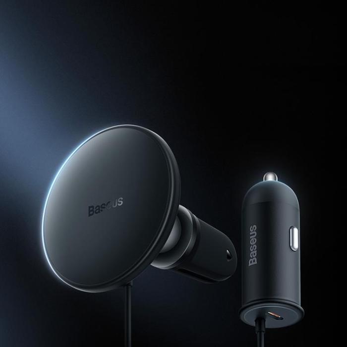 BASEUS - Baseus Billaddare USB-C 25W Trådlös MagSafe 15W - Svart