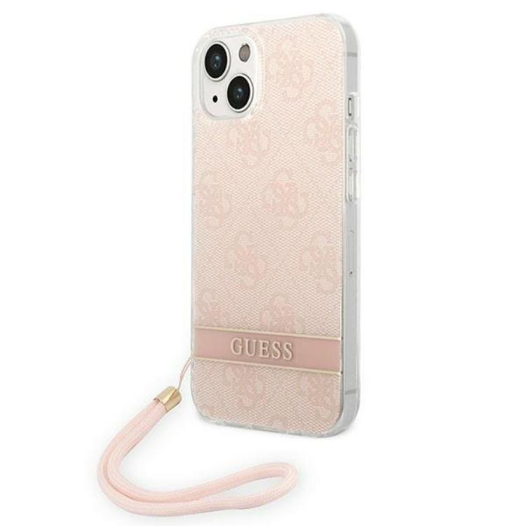 GUESS iPhone 14 Plus Skal Print Strap - Rosa | 2353 | AlltMobil