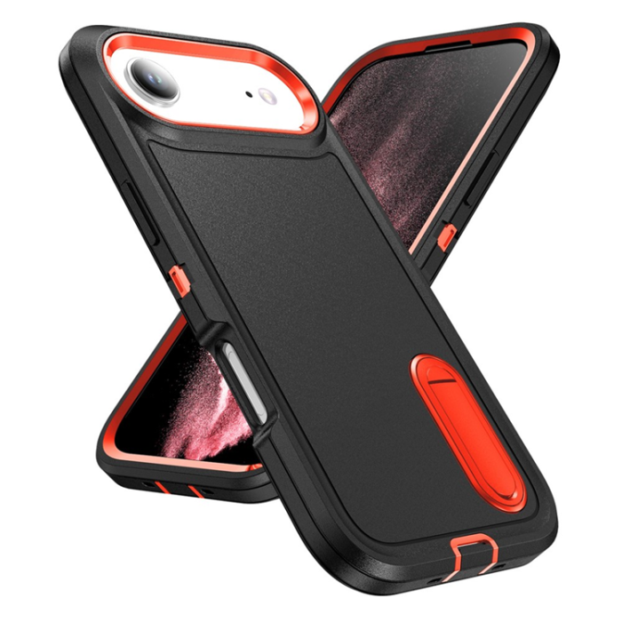 A-One Brand - iPhone 17 Air Mobilskal Kickstand Silikon - Svart/Orange