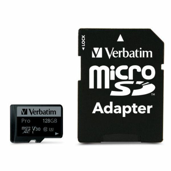 Verbatim Minneskort microSD 128GB Med Adapter Pro U3 - Svart | 288 | AlltMobil