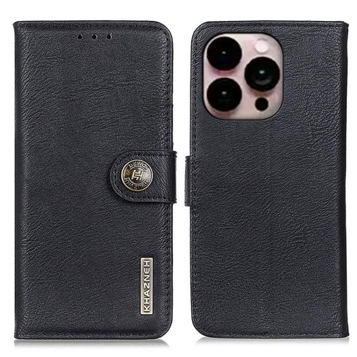 KHAZNEH - KHAZNEH iPhone 14 Pro Max Plånboksfodral Retro - Svart