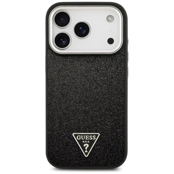 Guess - Guess iPhone 17 Pro Mobilskal MagSafe Glitter Triangle Logo - Svart