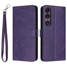 A-One Brand - Sony Xperia 1 VII Plånboksfodral Calf Texture Med Rem - Lila