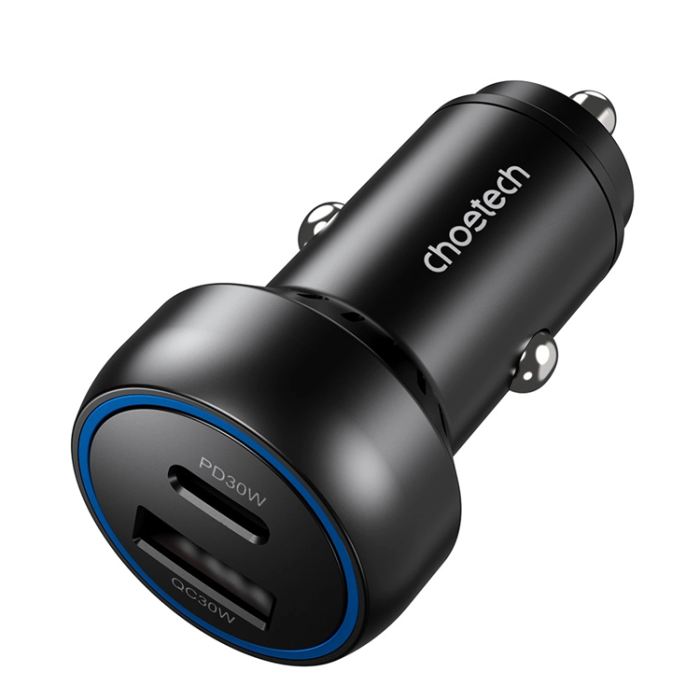 Choetech - Choetech Billaddare 60W USB-C USB-A - Svart