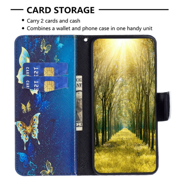 Taltech - Galaxy S23 Plus Plånboksfodral Pattern Printing - Guldfjärilar