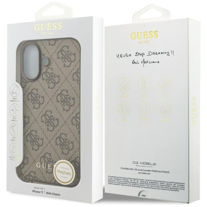 Guess - Guess iPhone 17 Mobilskal MagSafe 4G Charms Collection - Brun