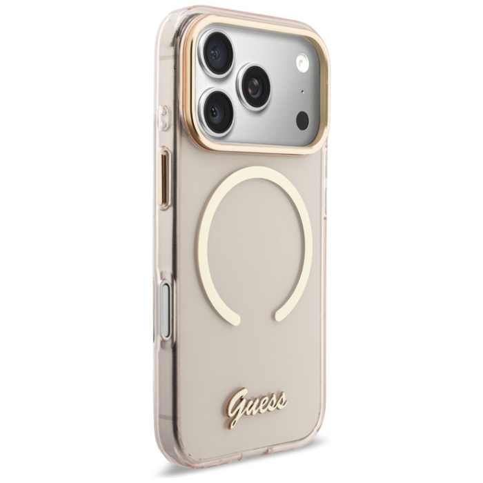 Guess - Guess Mobilskal För iPhone 17 Pro Max MagSafe IML Gradient Script Metal - Rosa