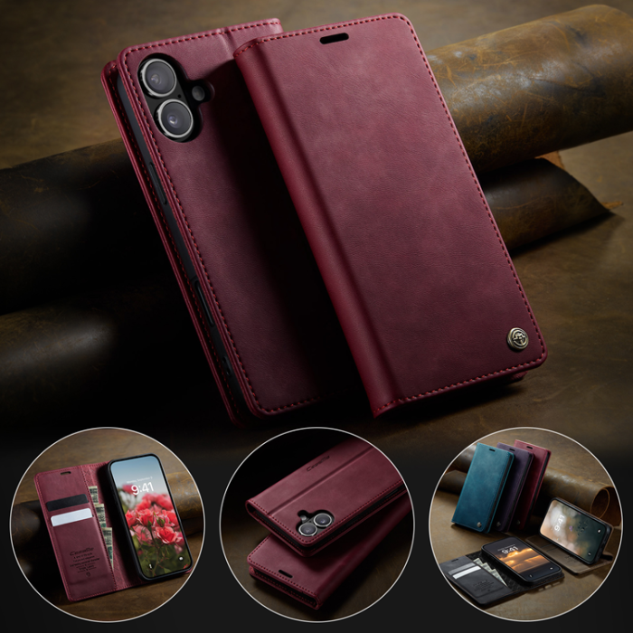 Caseme - Caseme iPhone 17 Plånboksfodral RFID Blocking 033 Series - Röd
