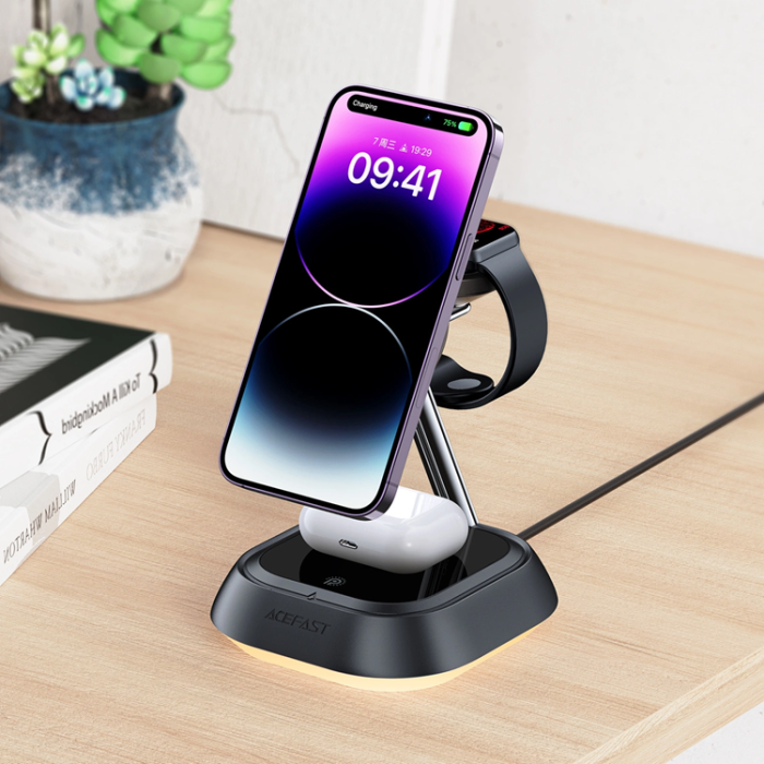 Acefast - Acefast 3-in-1 Trådlös Laddare iPhone, Apple Watch, AirPods 15W