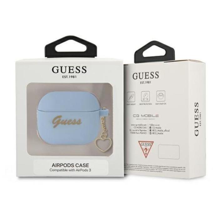 Guess - Guess Silicone Heart Charm Collection Skal Airpods 3 - Blå