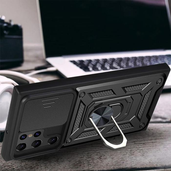 OEM - Ring Kickstand Skal Galaxy S22 Ultra - Svart
