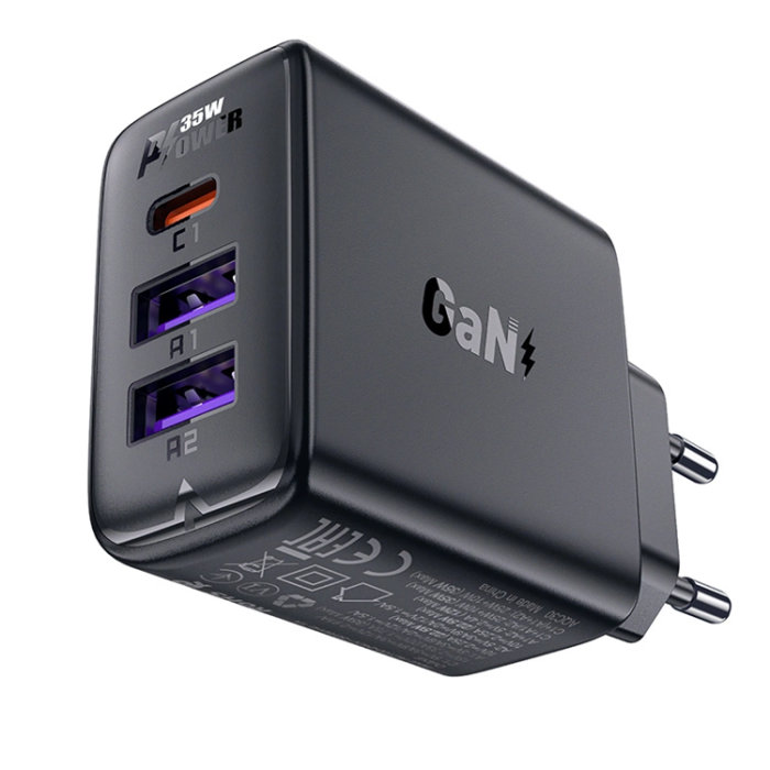 Acefast - Acefast A57 PD 35W GaN Väggladdare 2 x USB-A + USB-C - Svart