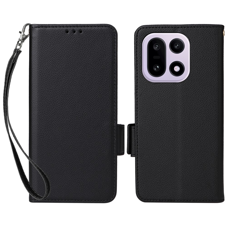 OnePlus 15 5G Plånboksfodral Litchi Texture Konstläder (Svart) | 2353 | AlltMobil