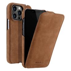 Melkco - MELKCO Mobilskal till iPhone 14 Pro Max &Auml;kta L&auml;der + PC Vertikalt Flip - Brun