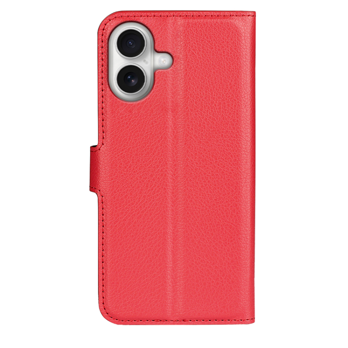 A-One Brand - iPhone 17 Plånboksfodral Litchi Texture läder - Röd