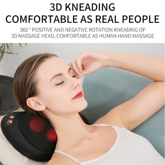 A-One Brand - 8-Node Massagekudde med Värme Plug-in - Svart