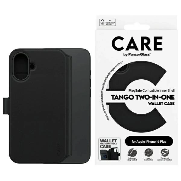 CARE By PanzerGlass iPhone 16 Plus Plånboksfodral MagSafe Tango 2in1 | 2353 | AlltMobil