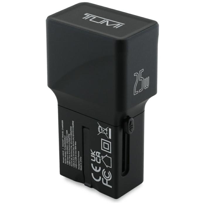 Tumi - TUMI Reseladdare Adapter 25W USB-C/USB-A + USB-C/USB-C Kabel – Svart