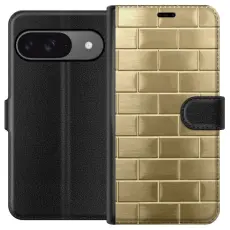 Gustaf - Pl&aring;nboksfodral till Google Pixel 9 Pro med Gyllene Murstenar