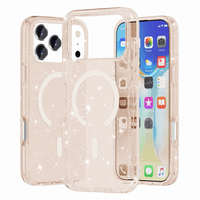 AMORUS - AMORUS Mobilskal till iPhone 17 Pro Max Magsafe Glitter Powder PC + TPU - Guld