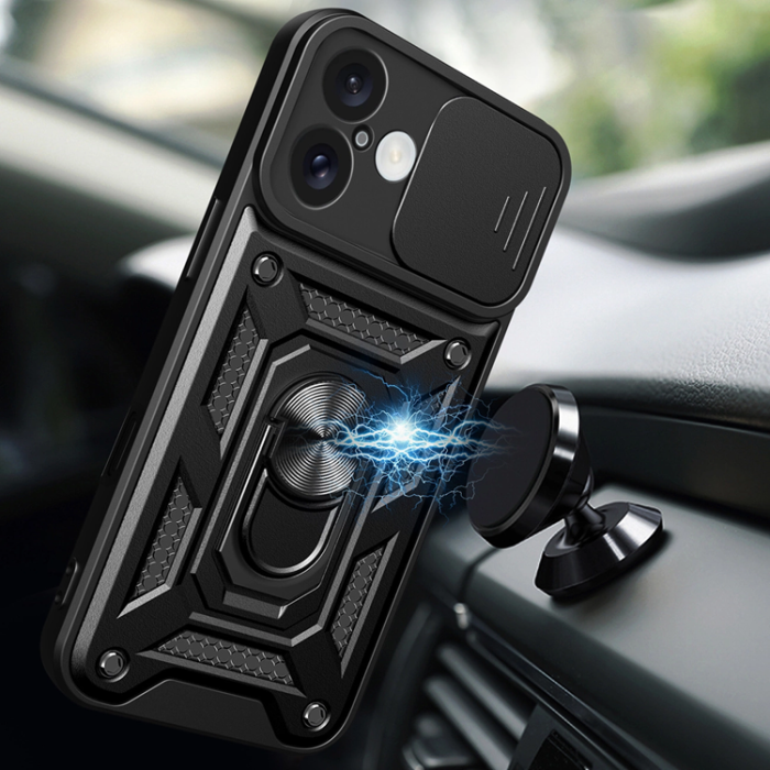OEM - iPhone 16 Mobilskal Hybrid Armor Camshield - Svart