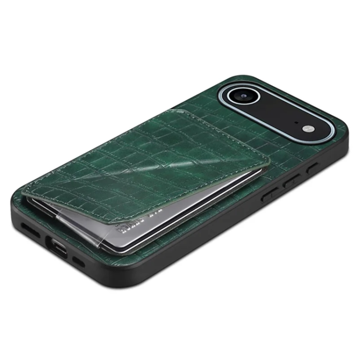 A-One Brand - iPhone 17 Air Mobilskal Korthållare Crocodile Textured - Grön