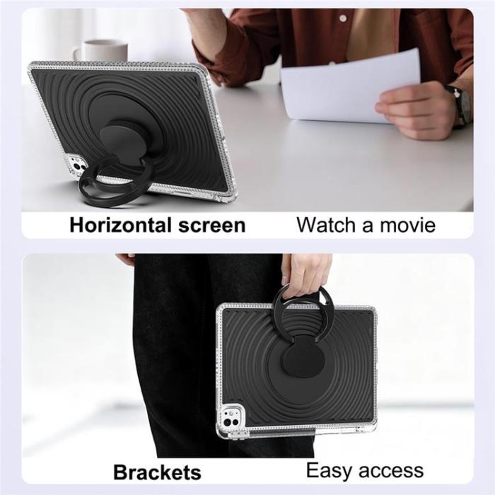 A-One Brand - iPad Pro 11 (2025 / 2024) Skal Kickstand Wave Pattern - Svart