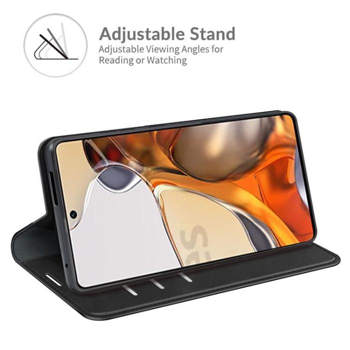 A-One Brand - Skin Touch Läder Fodral Xiaomi 11T / 11T Pro - Svart