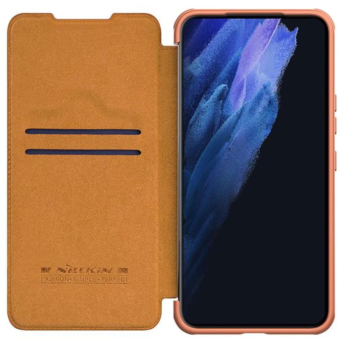 UTGATT - Nillkin Galaxy S22 Plånboksfodral Qin Läder Pro Holster Flip - Brun