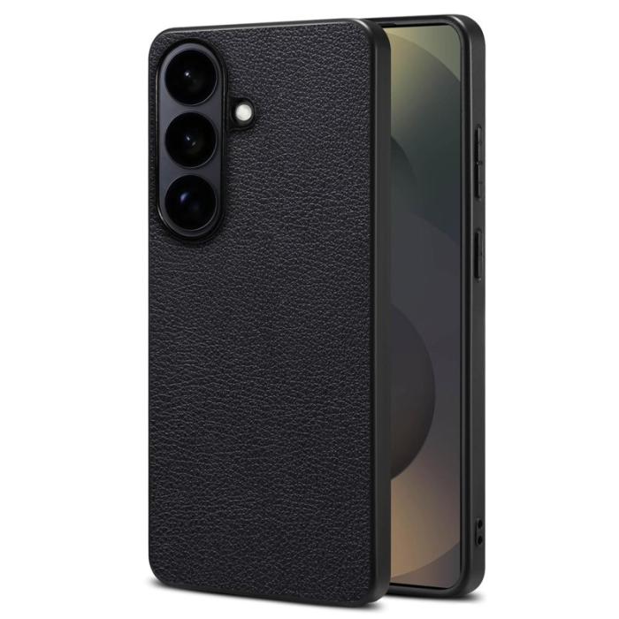 OEM - Mobilskal för Samsung Galaxy S26 Konstläder + PC + TPU - Svart