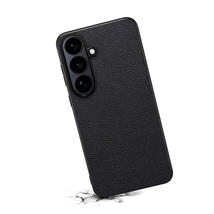 OEM - Mobilskal för Samsung Galaxy S26 Konstläder + PC + TPU - Svart