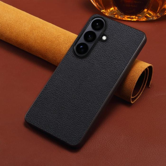OEM - Mobilskal för Samsung Galaxy S26 Konstläder + PC + TPU - Svart