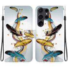 OEM - Pl&aring;nboksfodral f&ouml;r Samsung Galaxy S26 Ultra Konstl&auml;der - Guld fj&auml;der