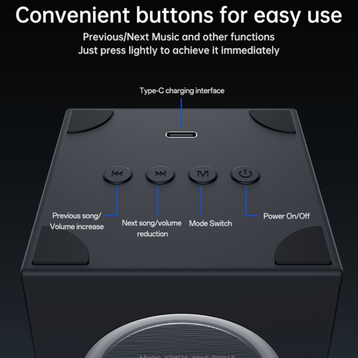 Yesido - YESIDO 5W TWS Högtalare Bluetooth med RGB-Belysning YSW34