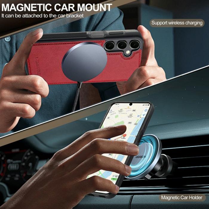 LC.imeeke - LC.IMEEKE Mobilskal för Samsung Galaxy S26 Magnetiskt Konstläder - Röd