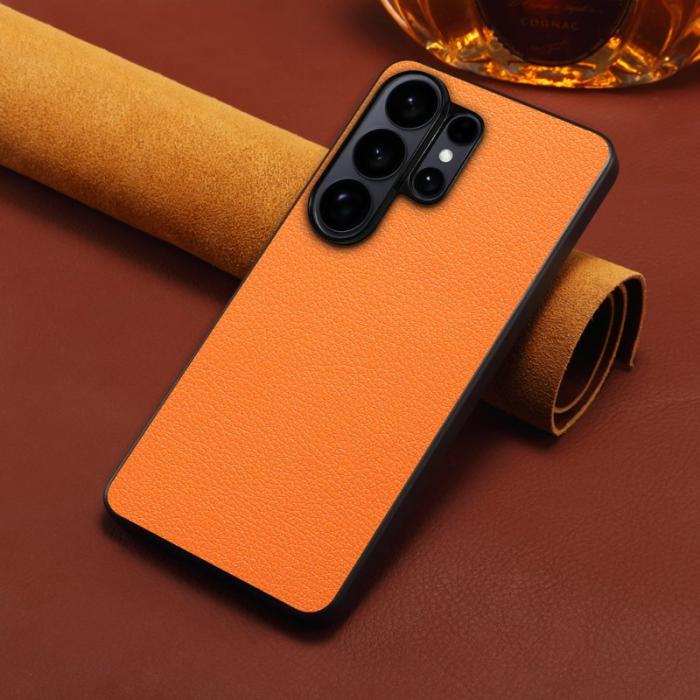 OEM - Mobilskal för Samsung Galaxy S26 Ultra Konstläder + PC + TPU - Orange