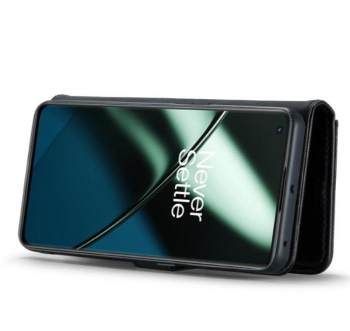 DG.MING - DG.MING OnePlus 11 Plånboksfodral Äkta Läder 2-i-1 - Svart