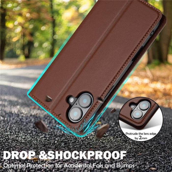 LC.imeeke - LC.IMEEKE iPhone 17 Plånboksfodral PU Läder - Brun