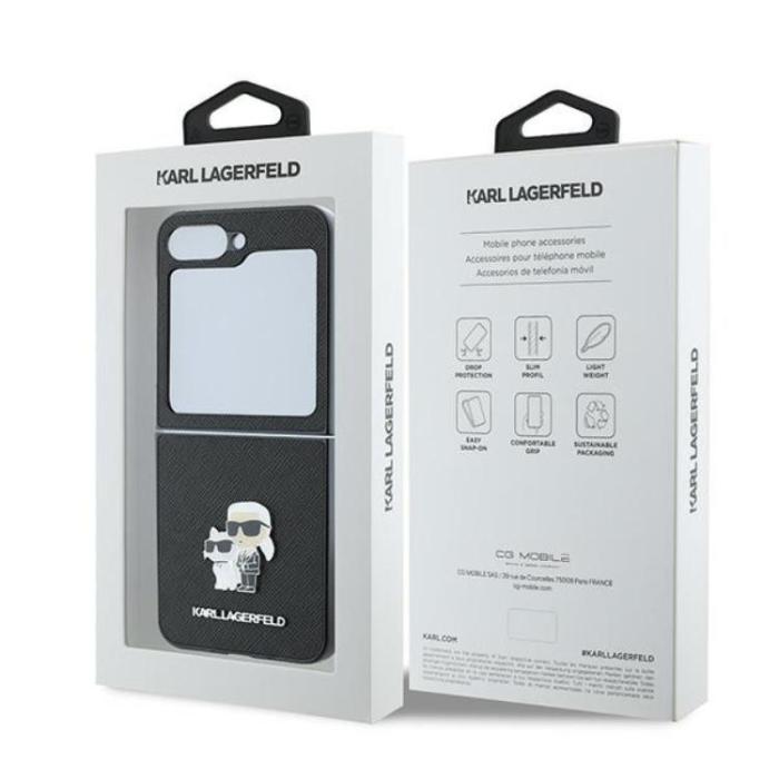 KARL LAGERFELD - Karl Lagerfeld Galaxy Z Flip 6 Mobilskal Saffiano Metal Pin - Svart